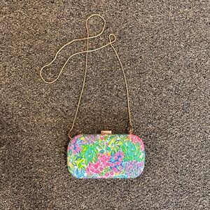 Floral Clutch Bag with Gold Chain